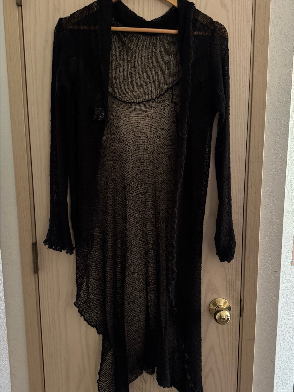 Open-Front Black Sheer Knit Women's Shrug
